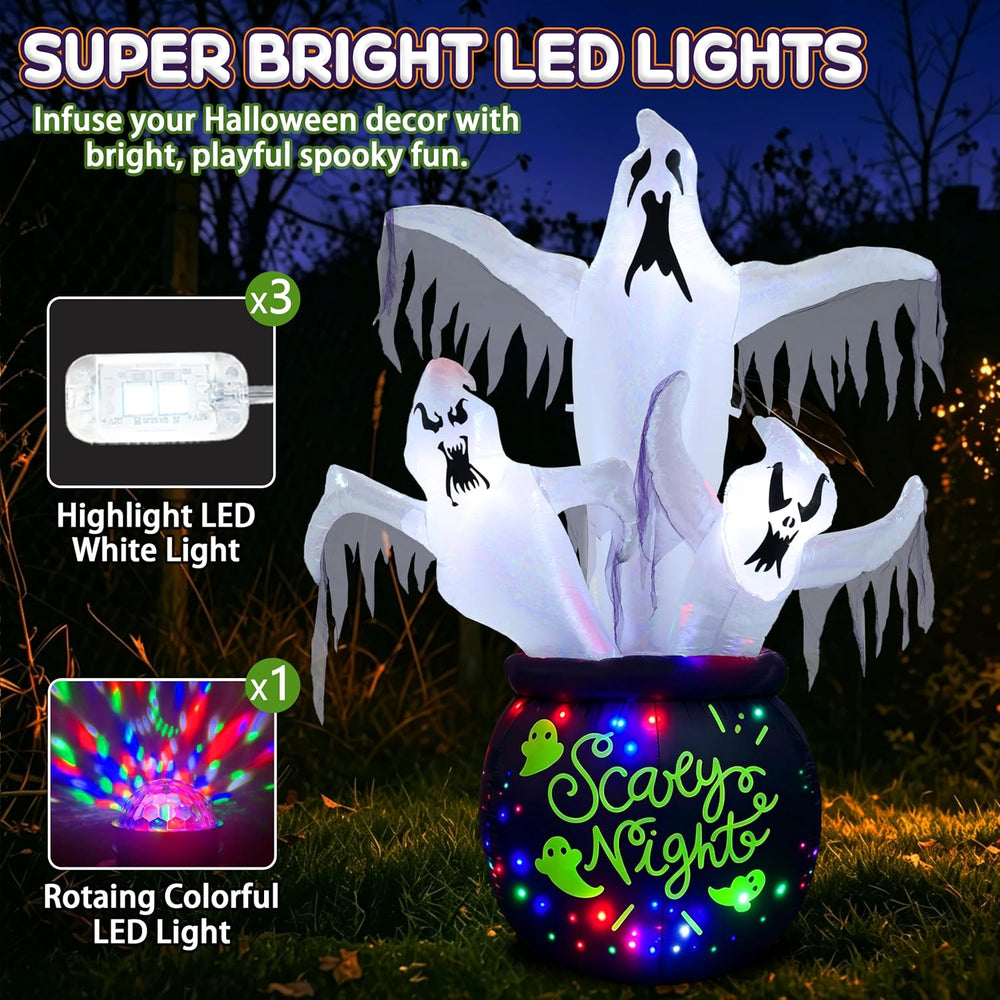 8FT Halloween Inflatables Outdoor Decorations Scary Large Ghost Decor