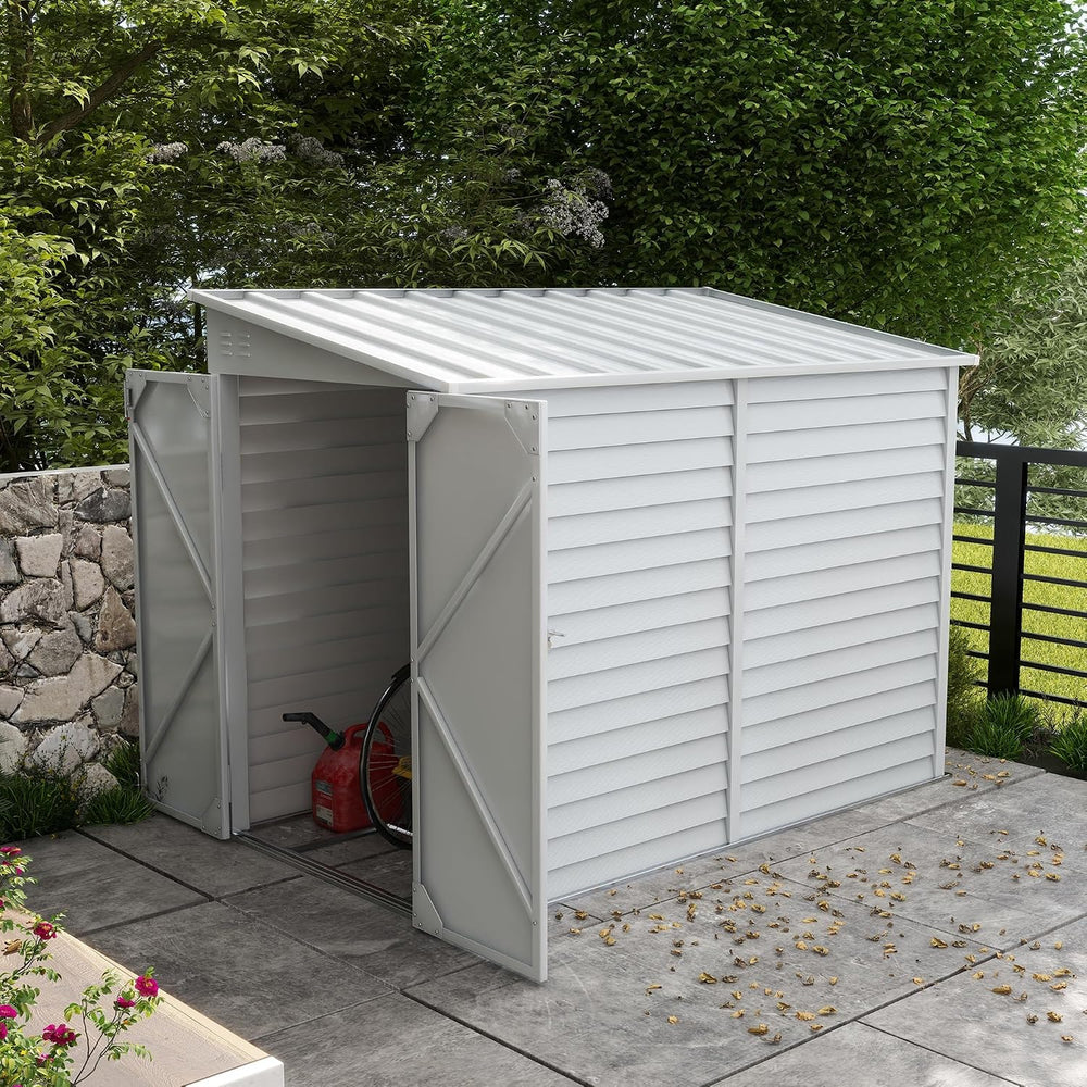 Outsunny 4.6' x 9' Steel Outdoor Storage Shed, Lean to Shed, Metal To...