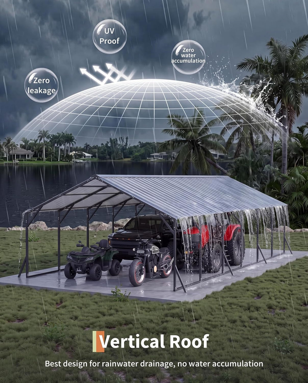 GarveeLife 20'X30'x12' Metal Carport for Multiple Vehicles, Steel...