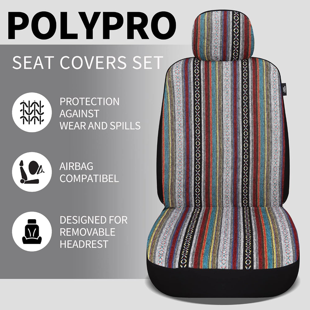 HAIYAOTIMES Baja Saddle Blanket Car Seat Covers Full Set with Seat Belt Pads,...