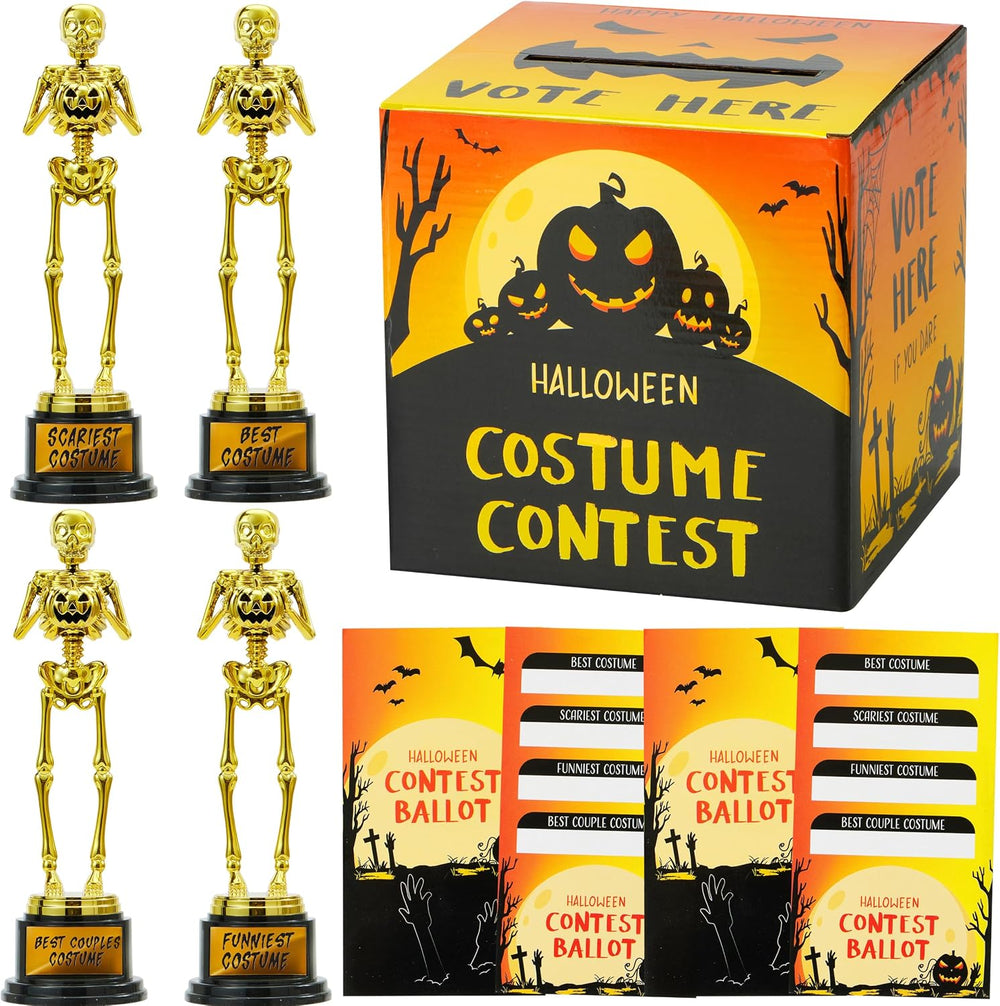 JOYIN Halloween Costume Contest Ballot Card Box, 4 PCS Trophy Awards Best Cos...