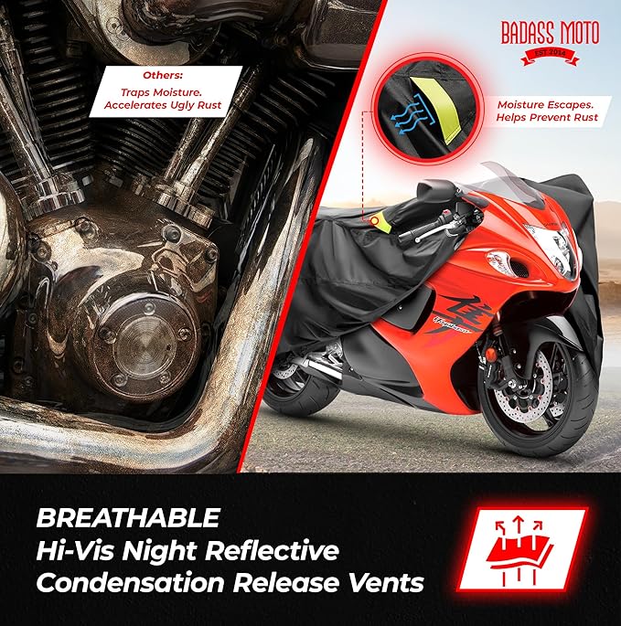 Badass Moto Ultimate Motorcycle Cover Waterproof Outdoor, Heavy Duty Motorcycle