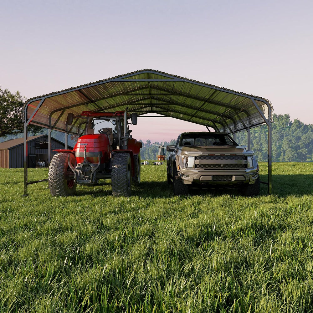 MNLR 20x20 FT Heavy Duty Metal Carport with Galvanized Steel