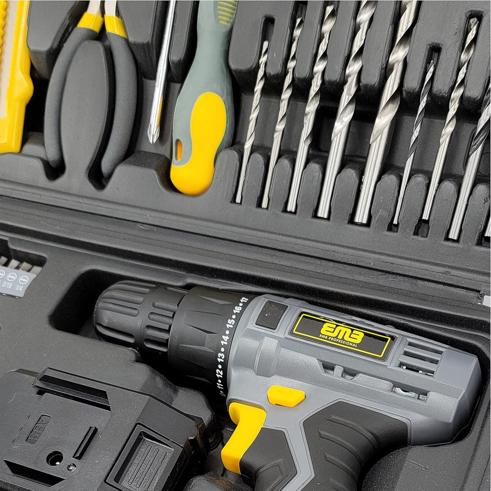 EMB Professional 20V Cordless Drill Driver Kit - 0-1300 RPM Variable Speed, 1...