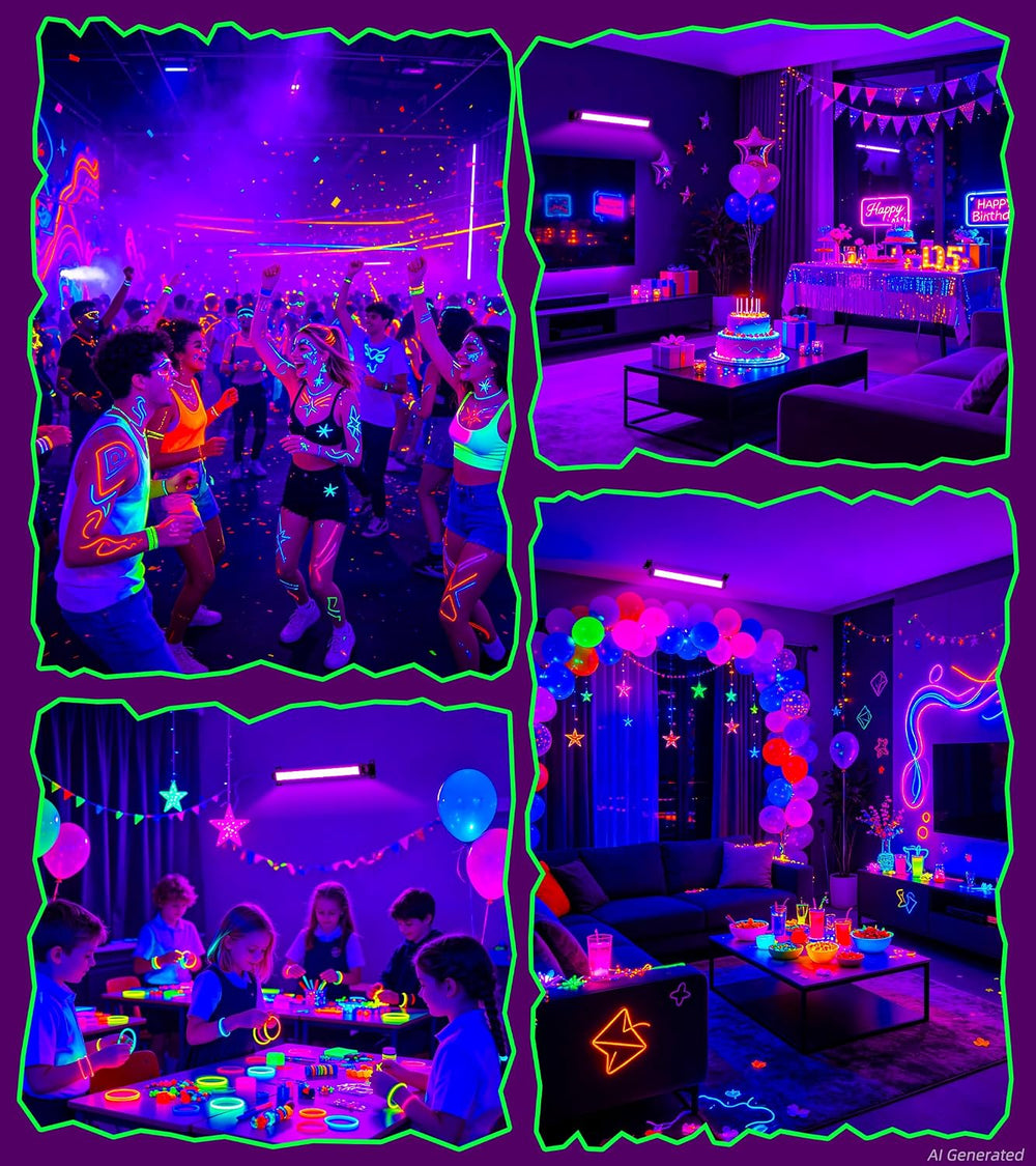 TigQiang 42W 6 Pack Black Light, Halloween Blacklight, Glow Party Supplies