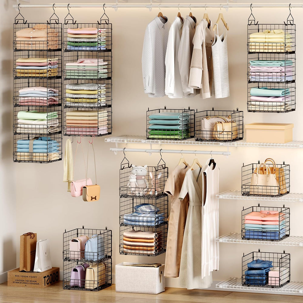 Sonyabecca 5-Tier Hanging Closet Organizer – Black Closet Storage Shelves wit...