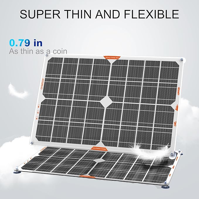 OYMSAE 20W 12V Solar Panel Battery Charger Portable Waterproof Power Trickle