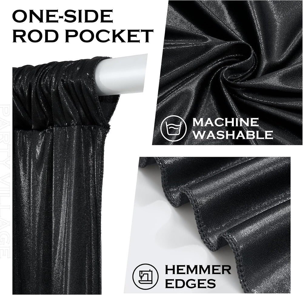 10x10ft Black Sequin Backdrop Curtains Wrinkle Free Drapes Halloween Photo