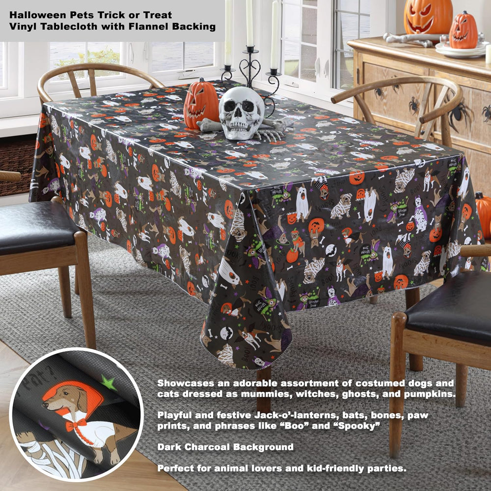 Newbridge Halloween Pets Vinyl Tablecloth 60 x 102 Inch Rectangle