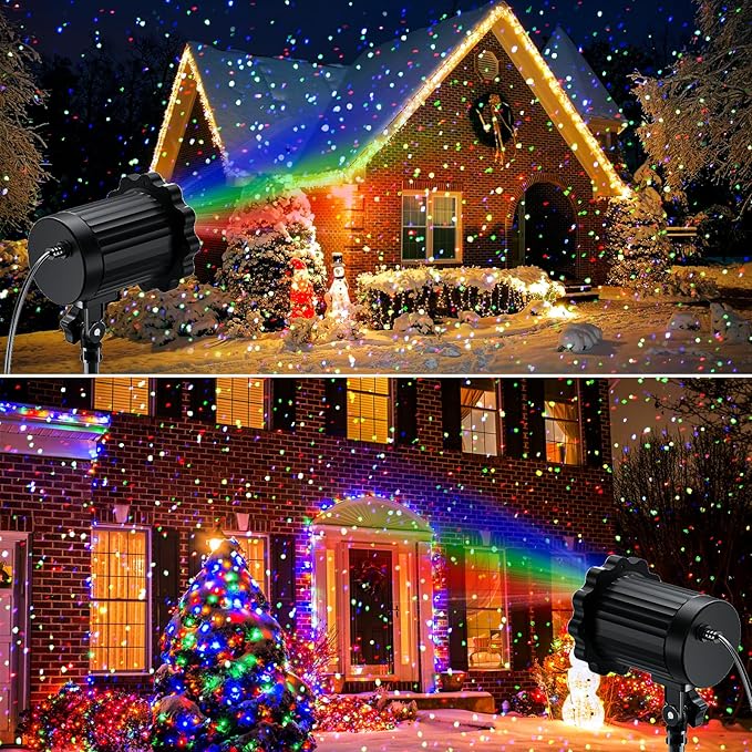 Christmas Projector Lights Outdoor, Garden Light Projector with Timer, Firefl...