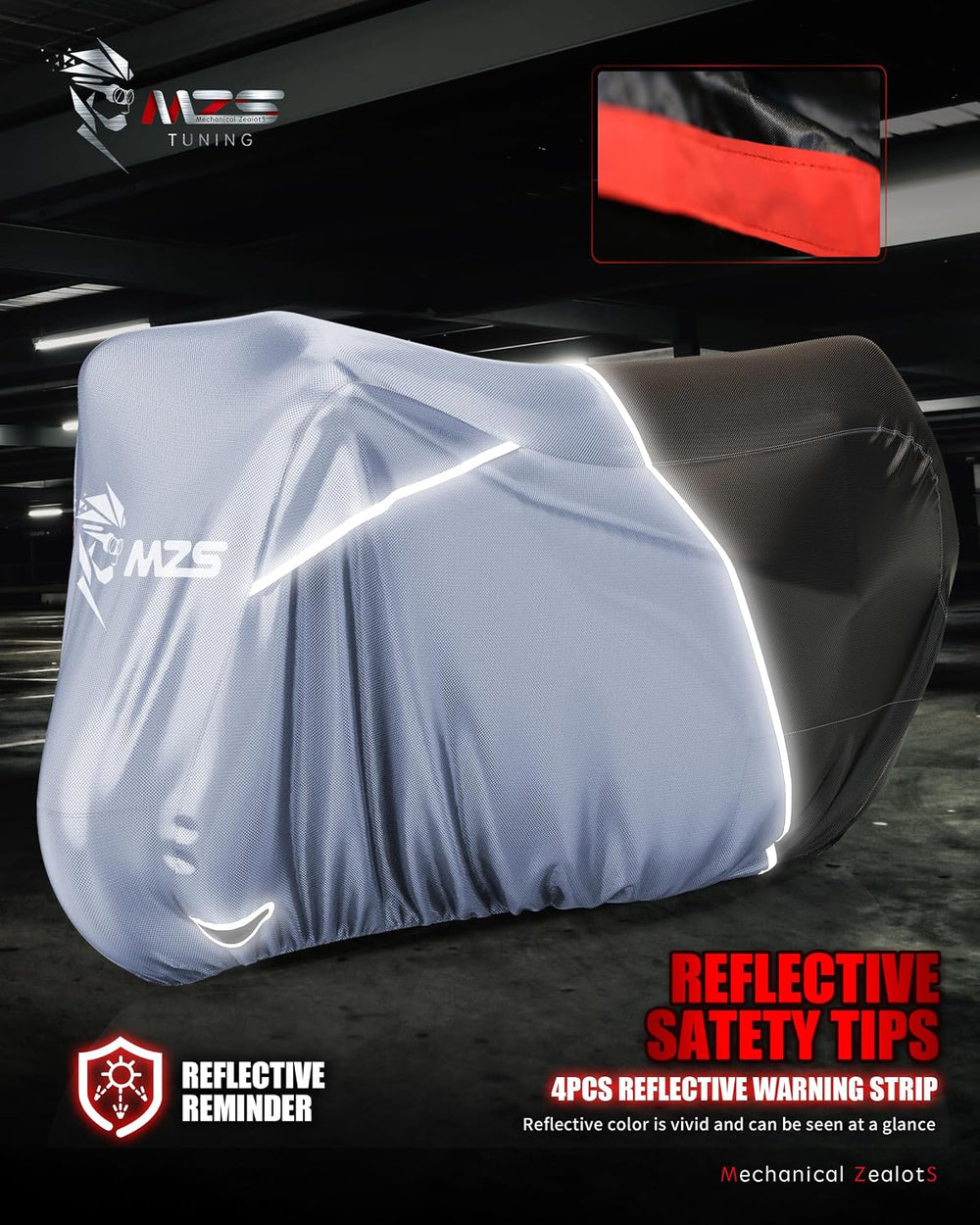 MZS Motorcycle Cover Waterproof Outdoor, Heavy Duty All Season Weather Sun Pr...