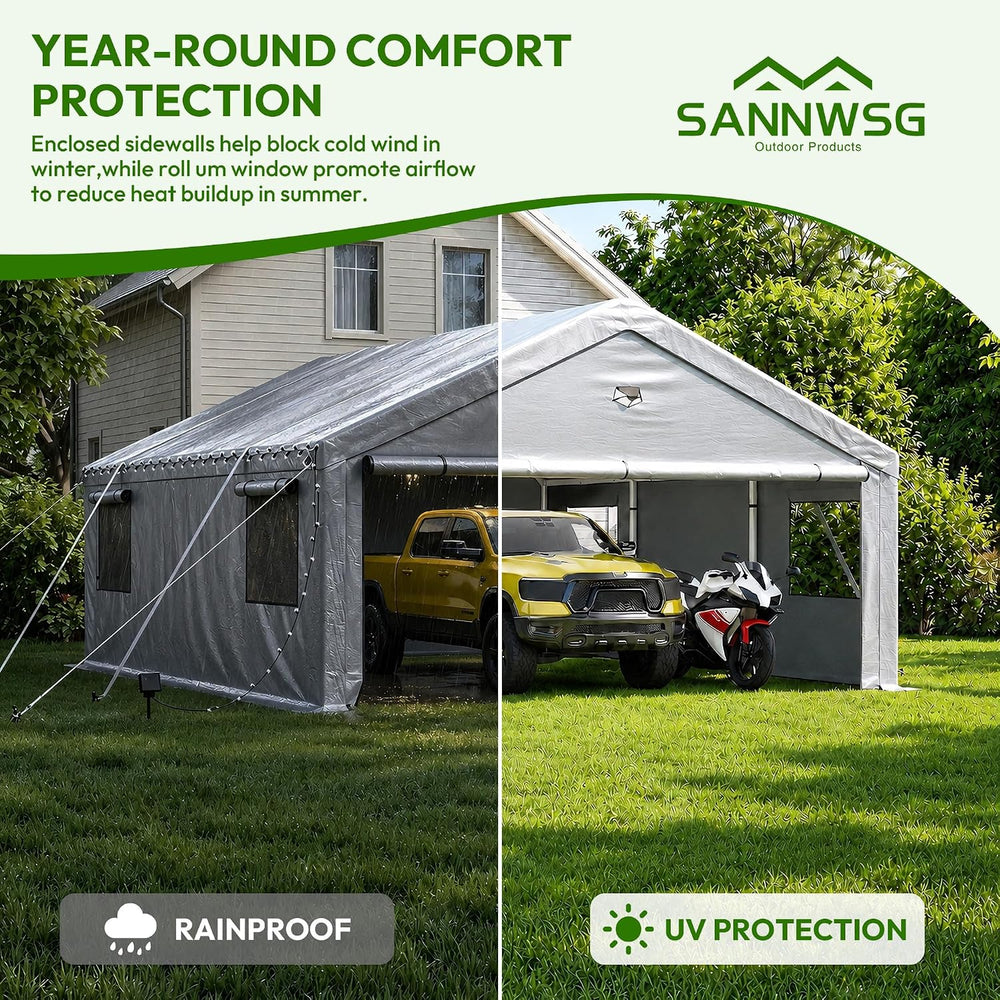 Heavy Duty Carport Canopy 13x25FT,Extra Large Portable Car Tent Garage with R...