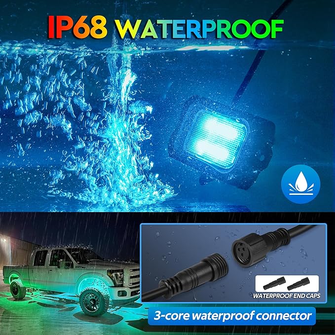 MICTUNING C2 Max RGB+IC Chasing Color LED Rock Lights (12 Pods)