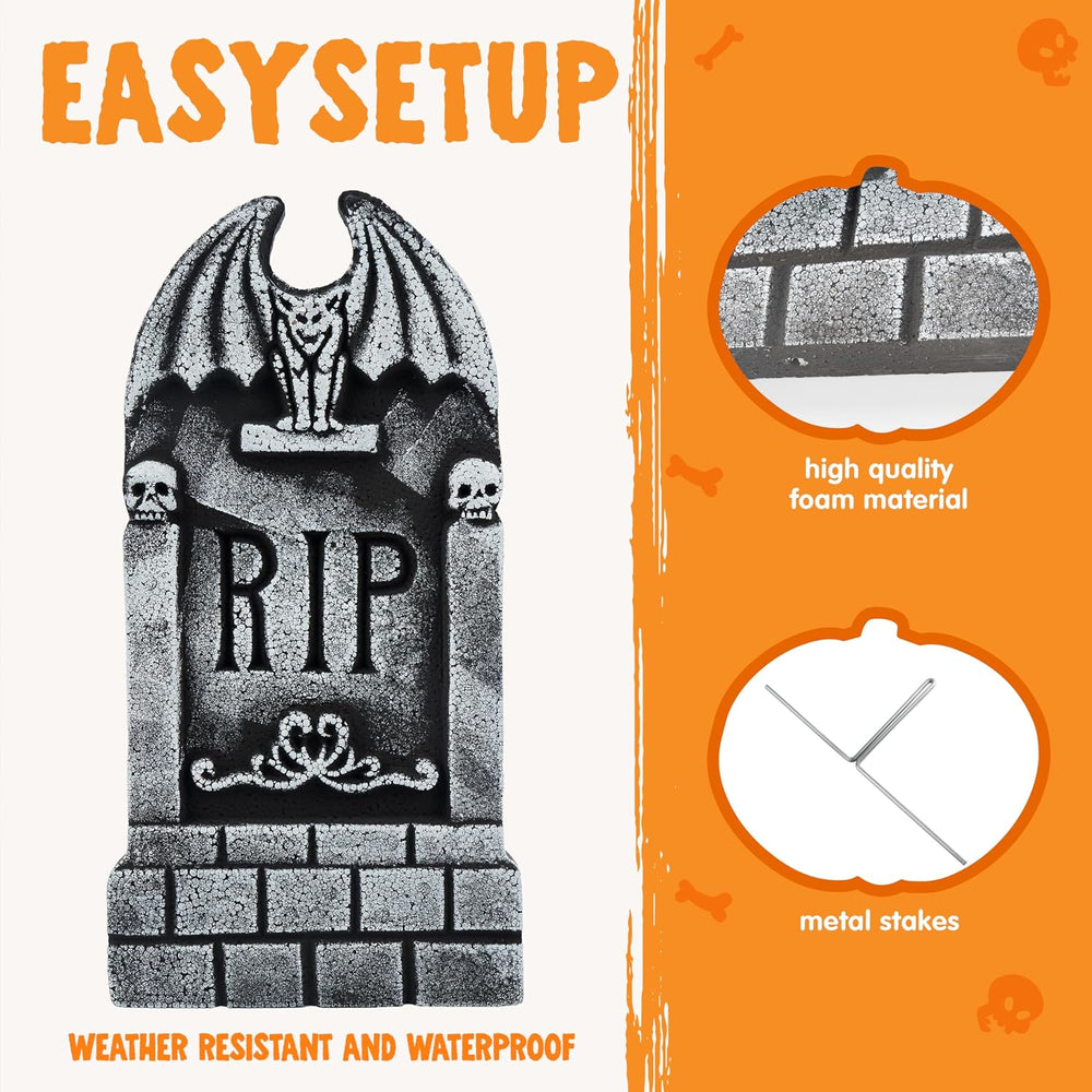 JOYIN 17” Halloween Foam RIP Graveyard Tombstones (5 Pack), Halloween Tombsto...