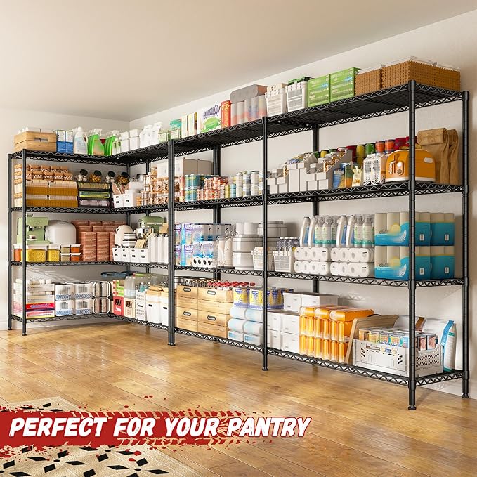 REIBII 69.8" W Storage Shelves 1250LBS Wire Shelving Unit 4 Tier Metal S...