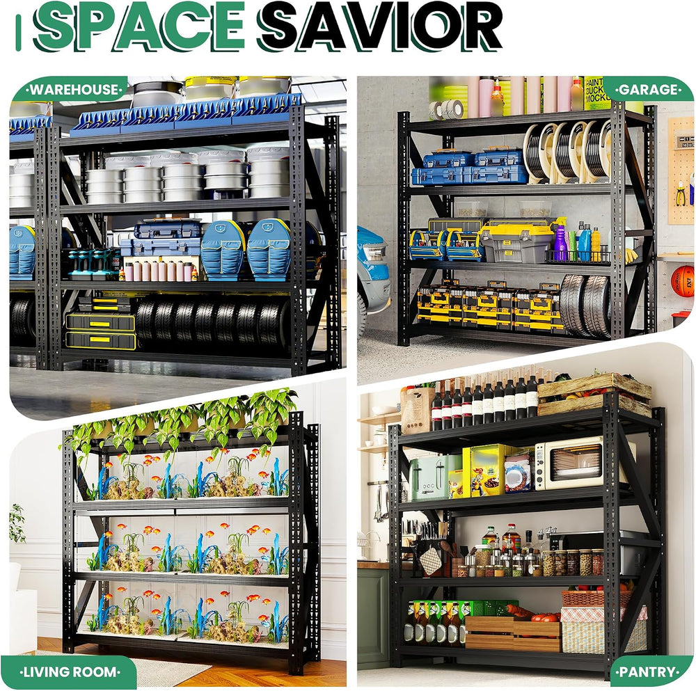 4-Tier Heavy Duty Garage Shelving,Industrial Shelving for Home & Business...