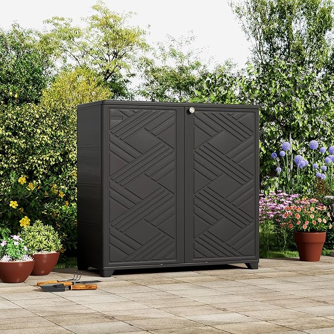 ZZM Indoor/Outdoor Storage Cabinet Waterproof, All Weather Outdoor Storage