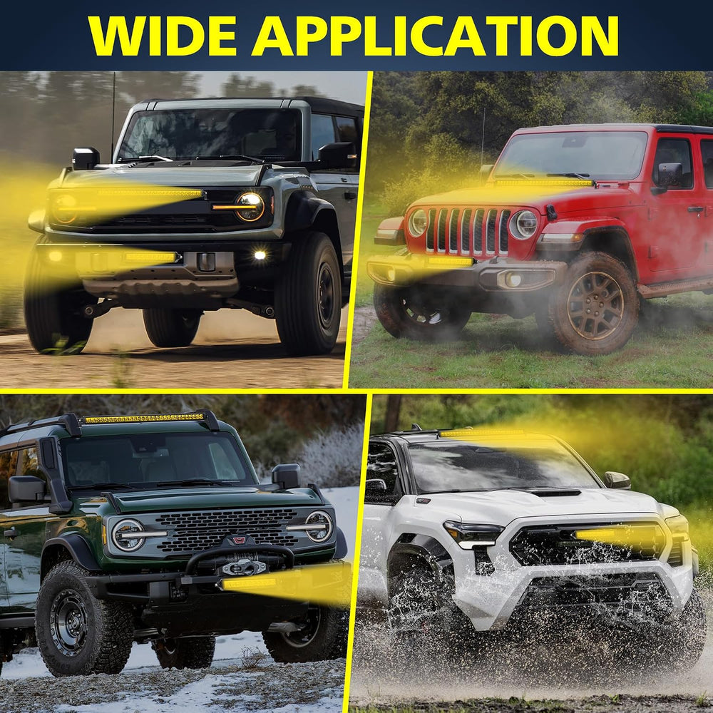 4WDKING 22 Inch Amber LED Light Bar 100W Screwless Spot Flood Combo Offroad