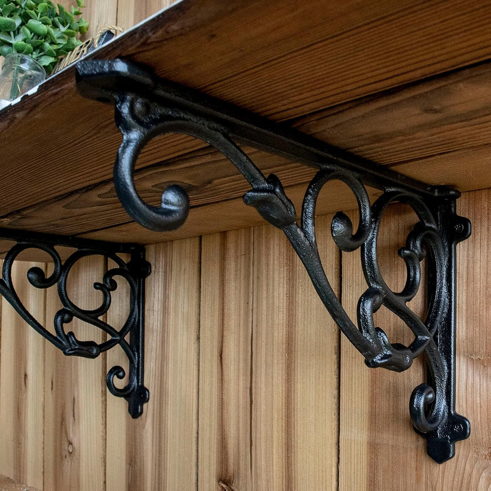 2 Pack Decorative Shelf Brackets,11 Inch Cast Iron Shelf Supply,Antique Black...