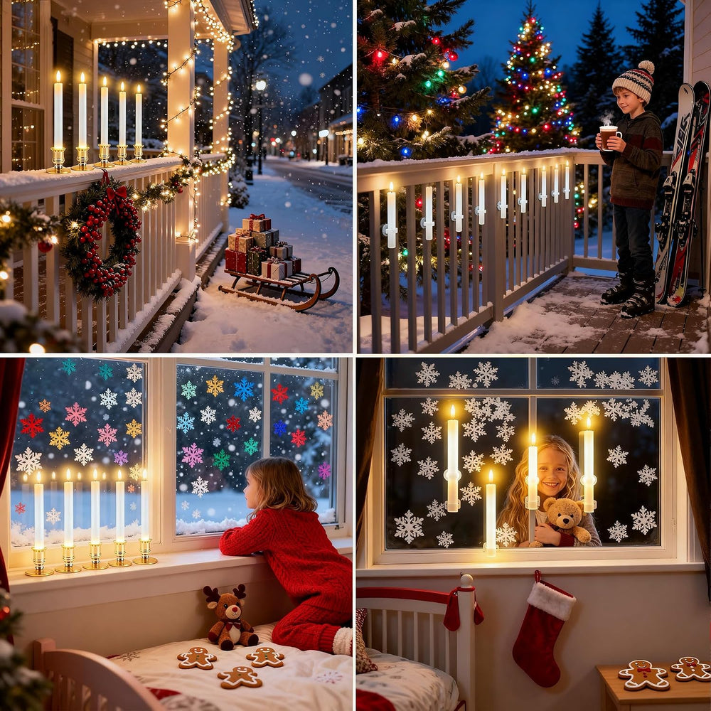 Christmas Window Candles, 6 Pcs Battery Operated Flameless Taper Candles with...