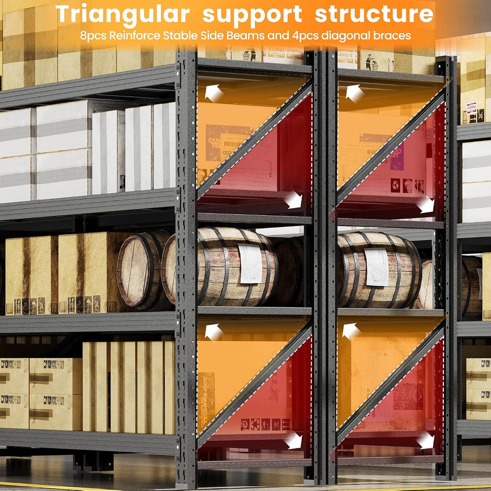 71.3” Wide Heavy Duty Metal Garage Shelving, Adjustable Storage Shelf