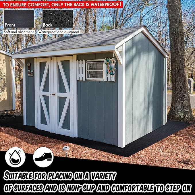 Haull Waterproof Outdoor Storage Shed Mat, 10x10 ft, Felt Surface, Non Slip