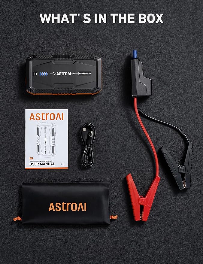 AstroAI S8 Car Battery Jump Starter, 1500A Peak Car Jumper Starter Battery Pack