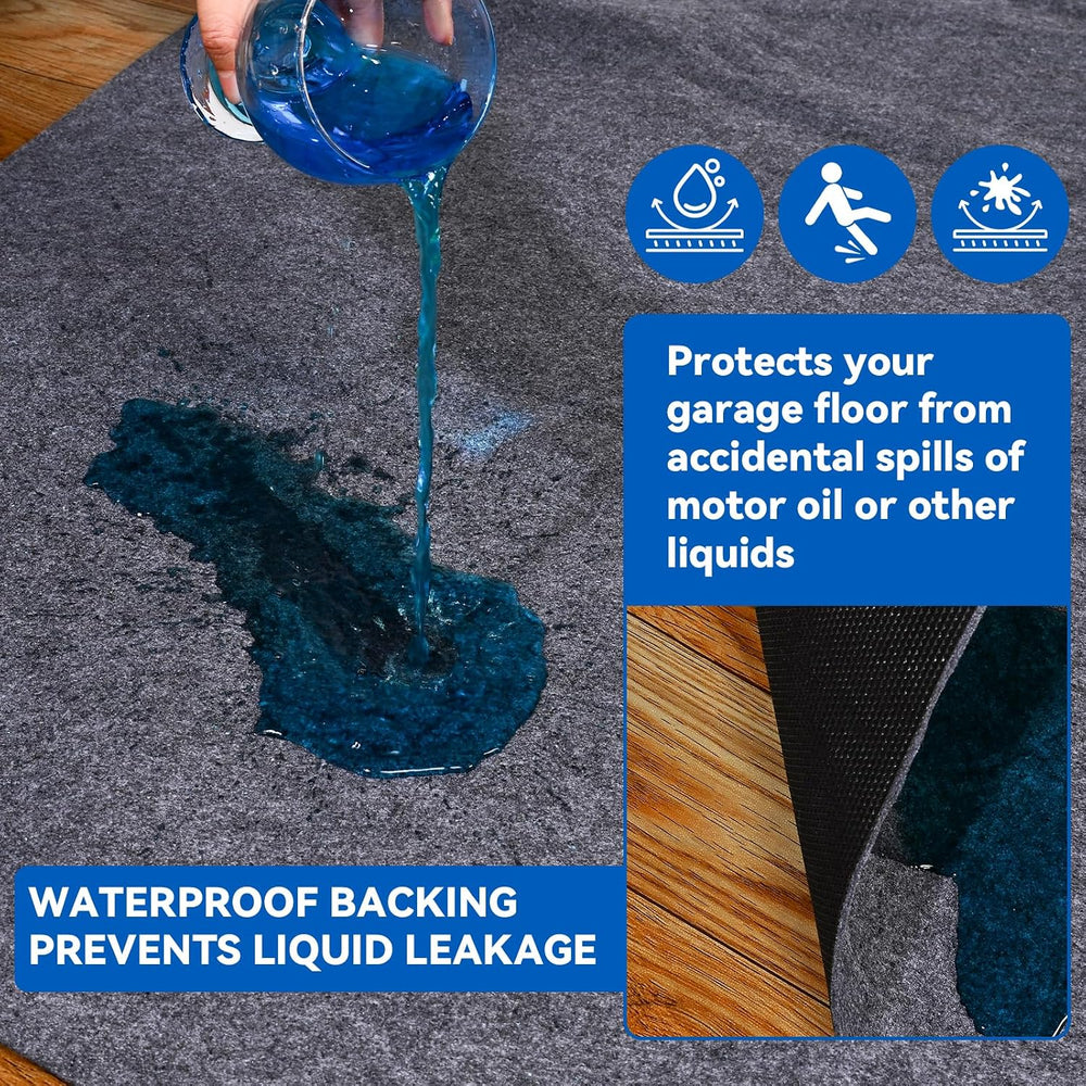 Garage Floor Mat, 5 x 6 Ft Waterproof Mat with Non-Slip Backing, Reusable Abs...