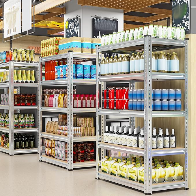 REIBII Garage Shelving, 5 Tier Storage Shelves Load 2020LBS, Adjustable Garage