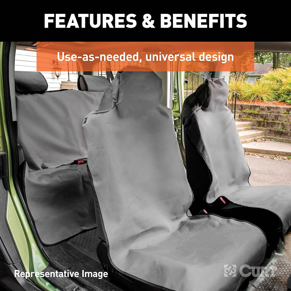 CURT 18500 Seat Defender 58-Inch x 23-Inch Grey Waterproof Universal Bucket C...