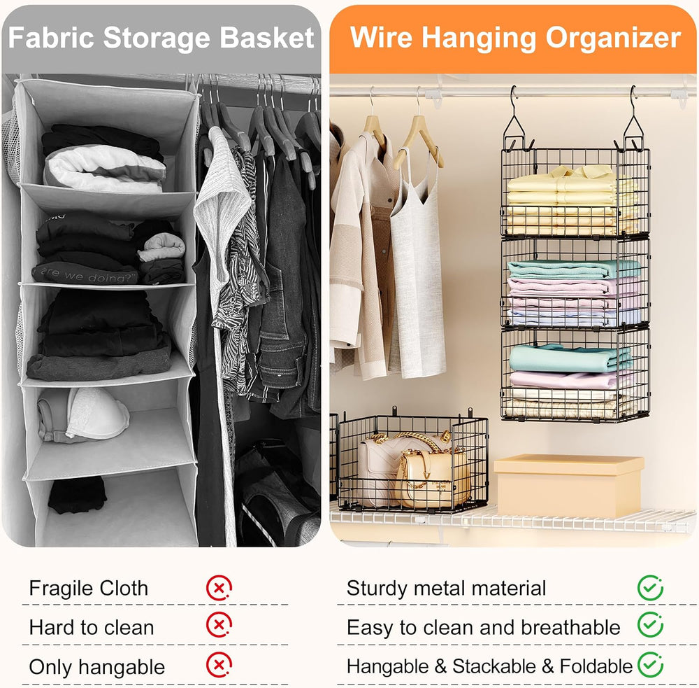 Sonyabecca 5-Tier Hanging Closet Organizer – Black Closet Storage Shelves wit...