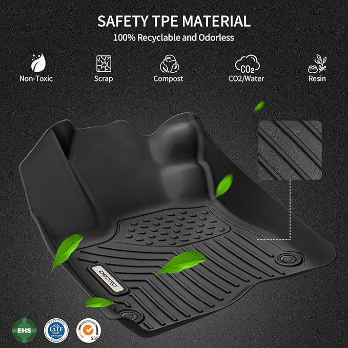 OEDRO Floor Mats Fit for Toyota Tacoma Double Cab 2005-2011, TPE All Weather