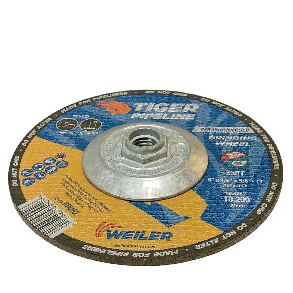 Weiler 58092 6" x 1/8" Tiger Pipeline, Z30T, Type 27, 5/8"-11 ...