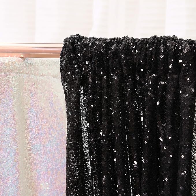Poise3EHome Black Sequin Backdrop Curtains,4 Panels 2FTx8FT Glitter Backgroun...