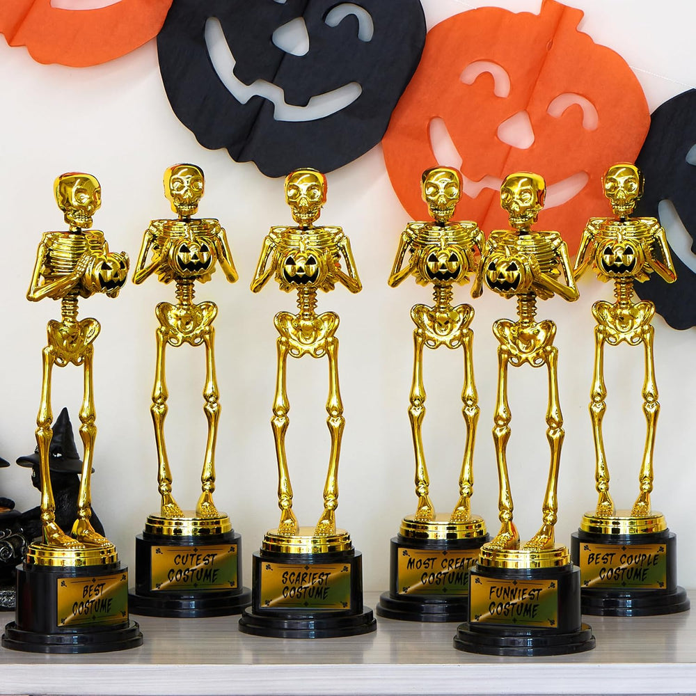 JOYIN 6 PCS Halloween Trophy Awards Best Costume Skeleton 10.6×3.2” for Hallo...