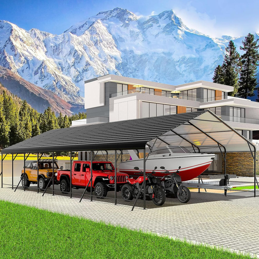 20x40 FT Heavy-Duty Metal Carport, Galvanized Steel Car Canopy with Reinforce...