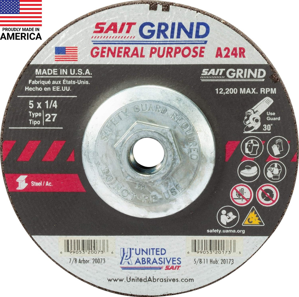 United Abrasives-SAIT 20173 A24R General Purpose/Long Life Grinding Wheel [Ty...