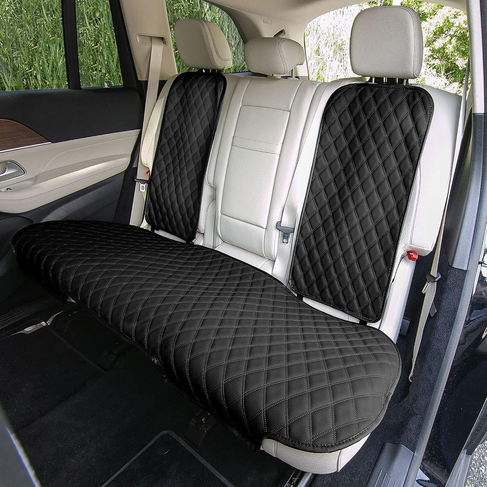 FH Group Car Seat Cushion Rear Set Black Faux Leather Automotive Seat Cushion...