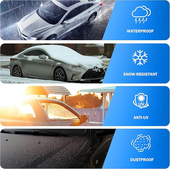 Car Cover Waterproof All Weather Outdoor Windproof Dustproof UV Protection Fit