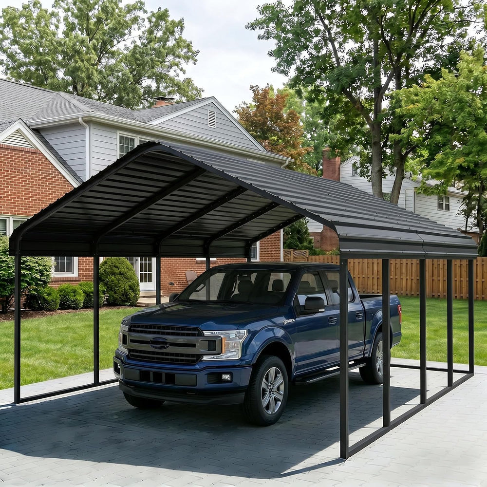 Gray 10x20 ft Heavy Duty Metal Carport Kit