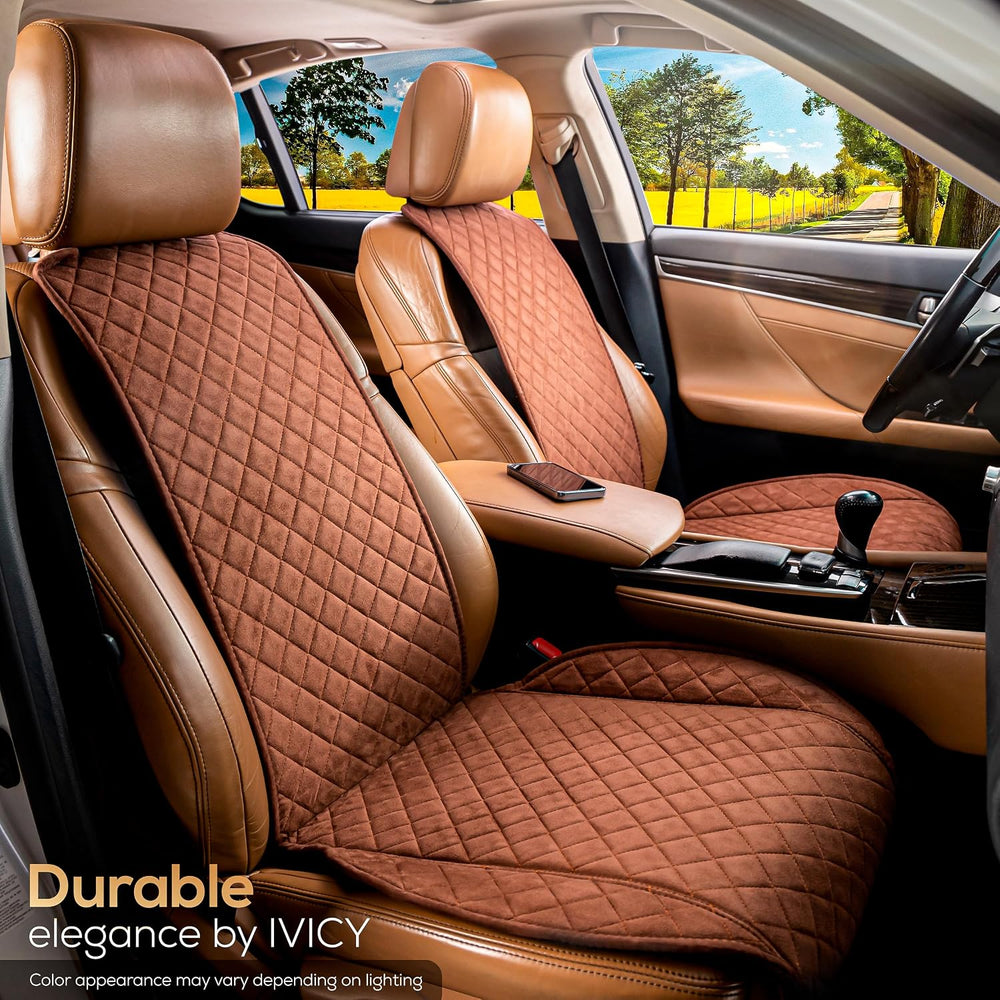 IVICY Faux Suede Front Car Seat Cover, Seat Protector, 1 Unit, Brown
