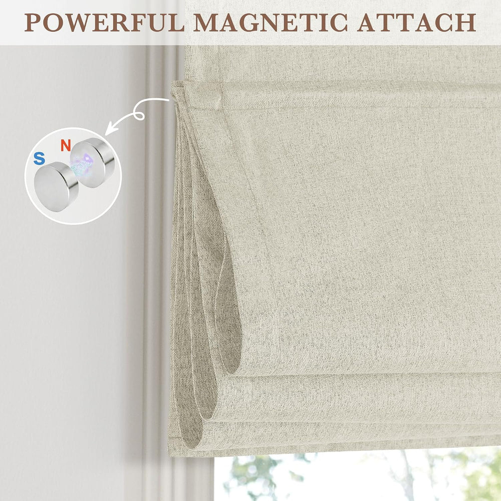 RYB HOME 100% Blackout No Drill Roman Shade for Bedroom Window
