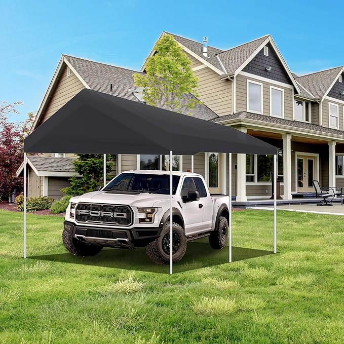 10' x 20' Upgraded Carport Replacement Canopy Cover Grey