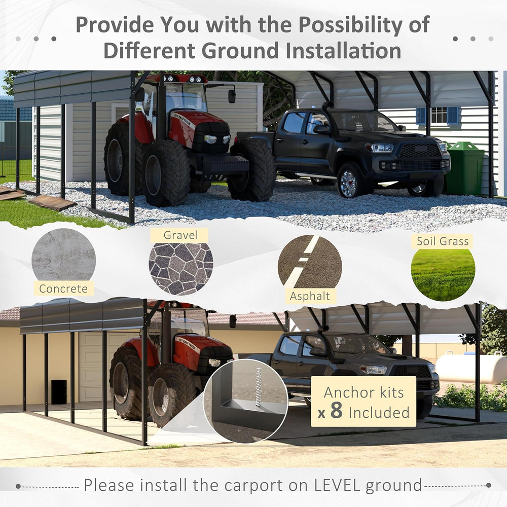 20' x 20' Outdoor Heavy Duty Metal Carport, Garage Car Shelter Shade,...