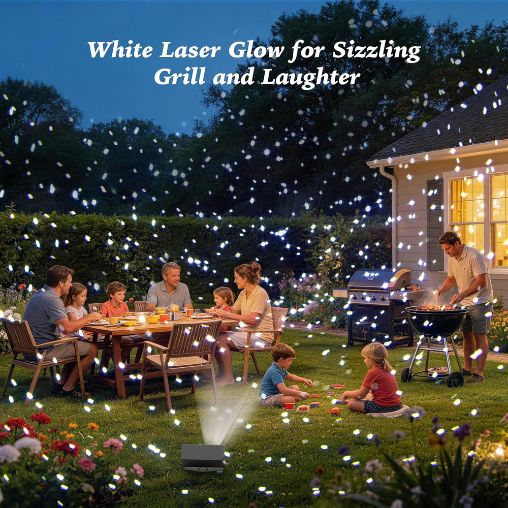 AIRIVO Outdoor Laser Lights Projector, White Laser Fairy Lights Projector, Ch...
