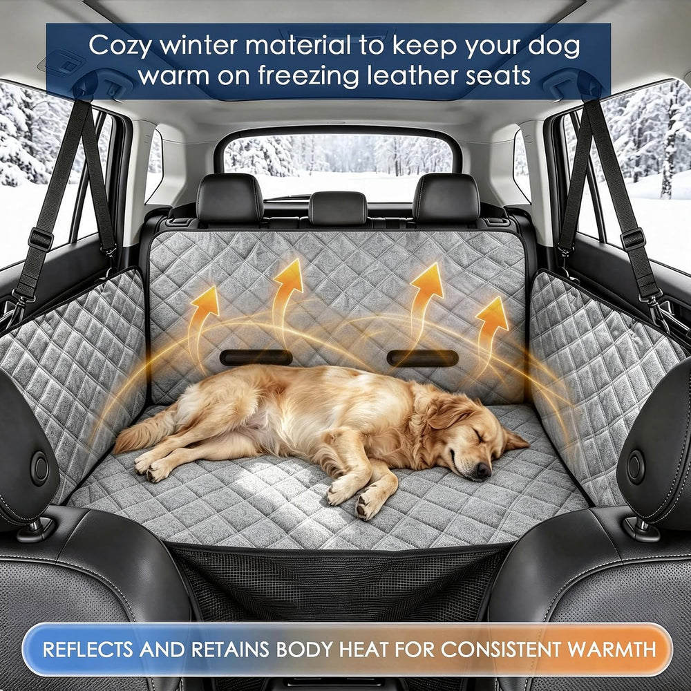 Reversible Dog Car Seat Cover Back Seat,Winter Warmth&All-Season Protection