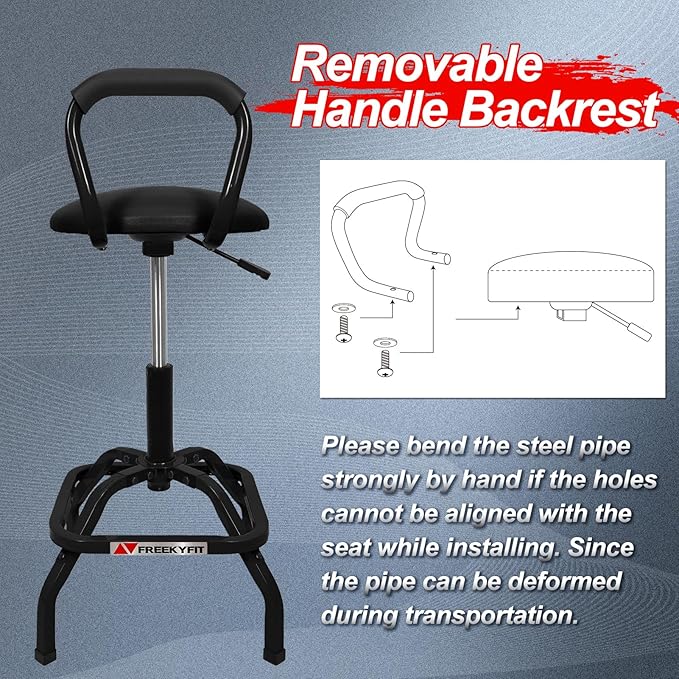 Garage Stool, Adjustable Height Swivel Work Mechanic Shop Stool