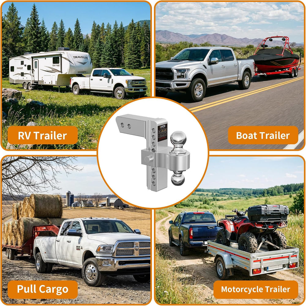 Adjustable Trailer Hitch for 2.5 Inch Receiver, 8 Inch Drop/Rise