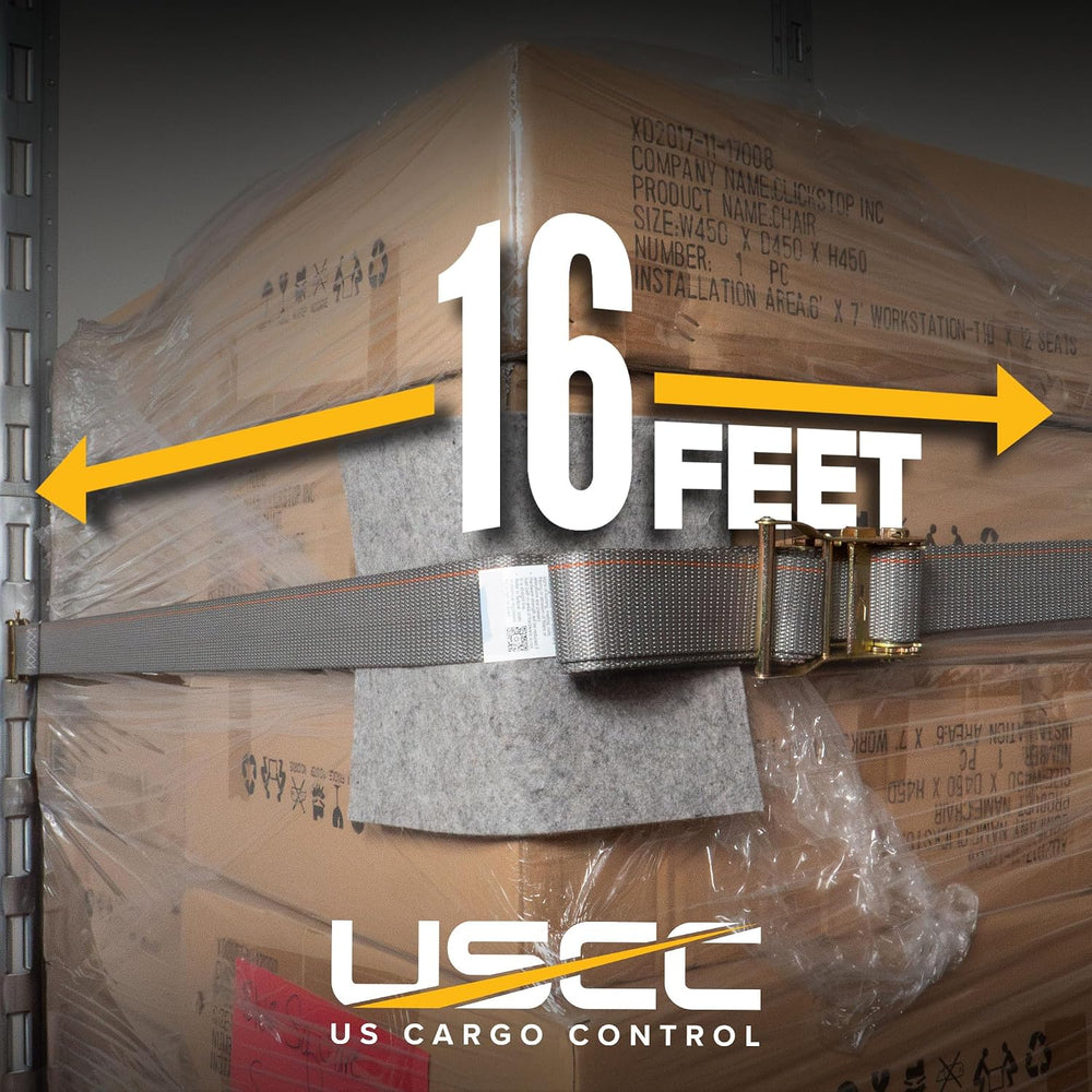 US Cargo Control E Track Straps 2" x 16' (8-Pack), 4,400 LBS Break S...