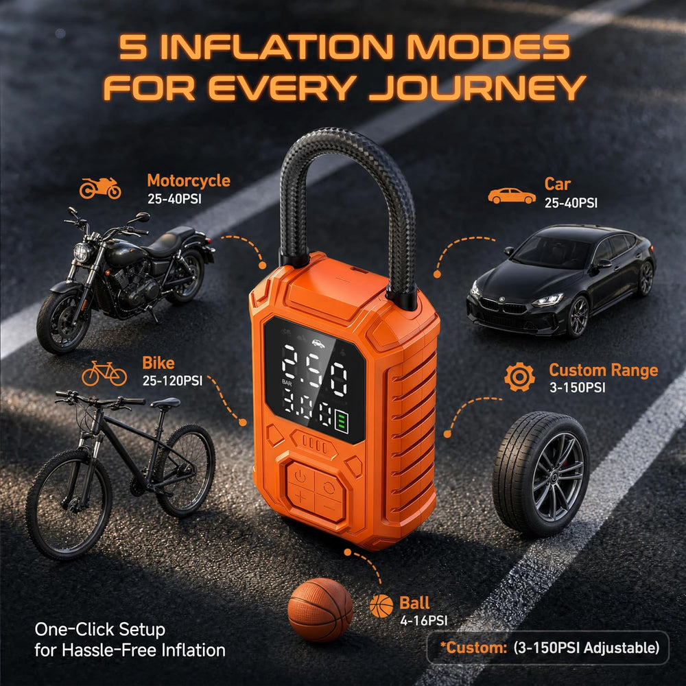 Tire Inflator Portable Air Compressor for Car, Motocycle, Bike Inflatables